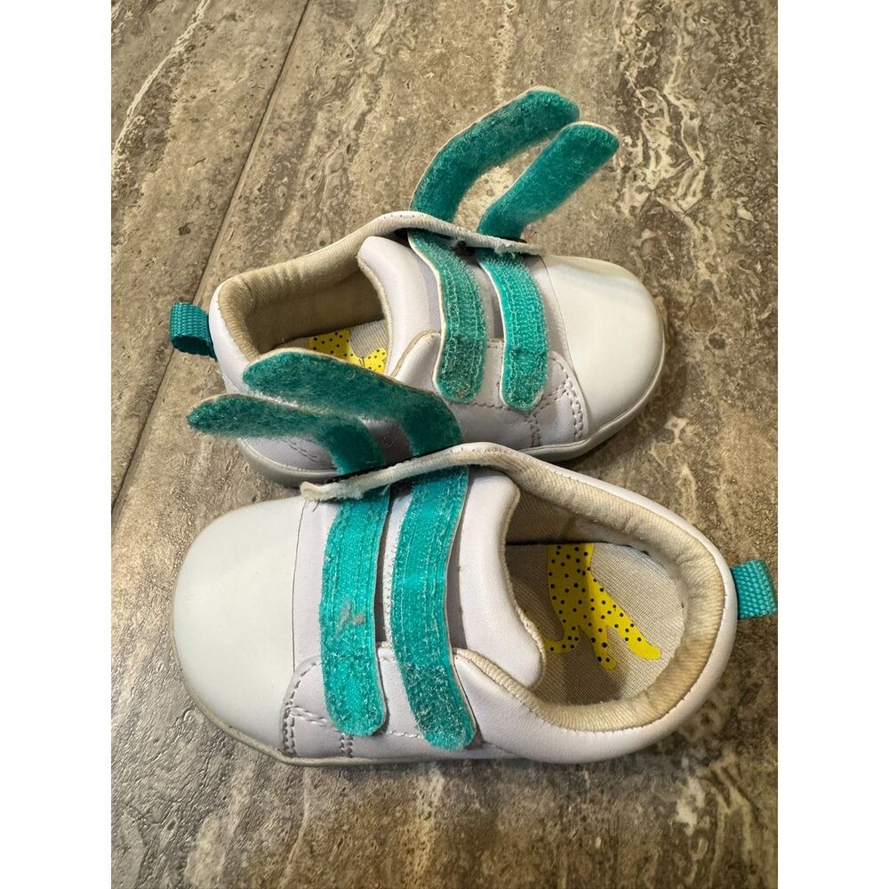 Ten Little Everyday Original Toddler Shoes Size 5.5 White Teal Hook and Loop - Picture 7 of 8